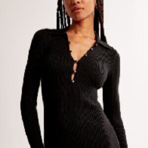 Abercrombie & Fitch Long-Sleeve Collared Midi Sweater Dress